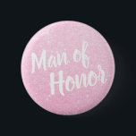 Elegant & modern rose gold glitter man of honour 6 cm round badge<br><div class="desc">Stylish design in faux rose gold glitter.</div>