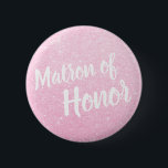 Elegant & modern rose gold glitter matron of honou 6 cm round badge<br><div class="desc">Stylish design in faux rose gold glitter.</div>