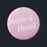 Elegant & modern rose gold glitter matron of honou 6 cm round badge<br><div class="desc">Stylish design in faux rose gold glitter.</div>