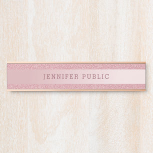 Elegant Modern Rose Gold Glitter Simple Template Door Sign