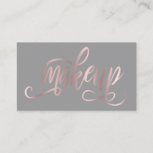 Elegant modern rose gold & grey makeup artist business card