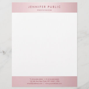 Elegant Modern Rose Gold Minimalist Template Custom Letterhead