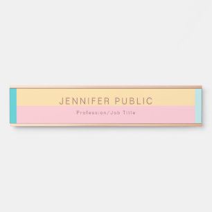 Elegant Modern Rose Gold Pink Yellow Blue Template Door Sign