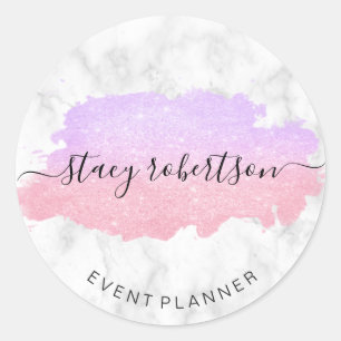Elegant modern rose gold purple glitter planner classic round sticker