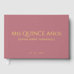 Elegant Modern Rose Gold Quinceañera Guest Book