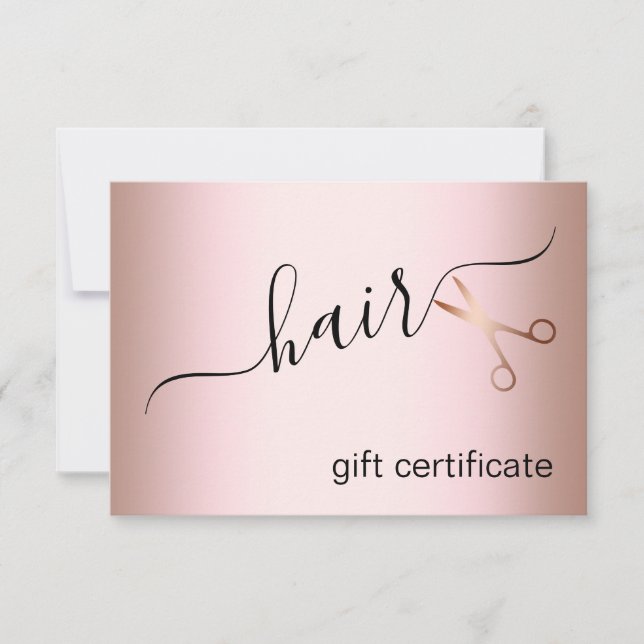 Elegant modern rose gold scissors hairstylist (Front)