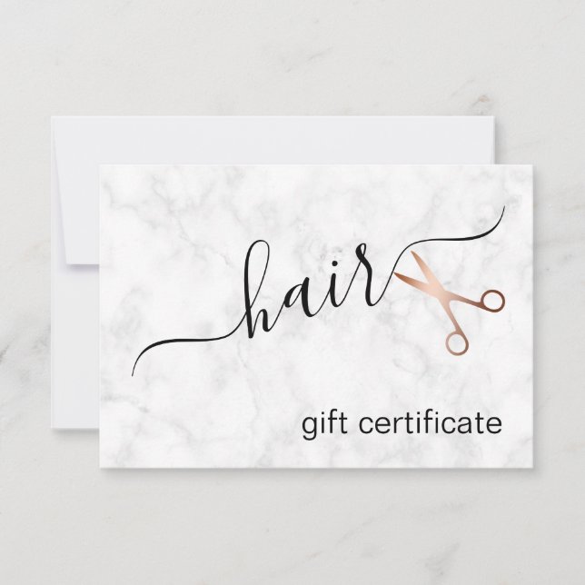 Elegant modern rose gold scissors hairstylist (Front)