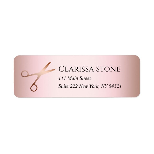 Elegant modern rose gold scissors hairstylist (Front)