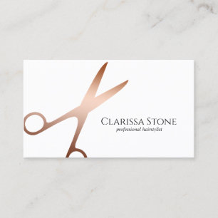 Elegant & modern rose gold scissors hairstylist business card