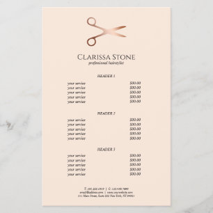 Elegant modern rose gold scissors hairstylist flyer
