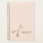 Elegant modern rose gold scissors hairstylist planner<br><div class="desc">Modern and elegant design for hairstylists with faux rose gold scissors,  elegant calligraphy font and blush pink background.</div>