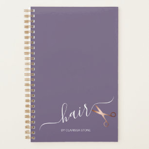 Elegant modern rose gold scissors hairstylist planner