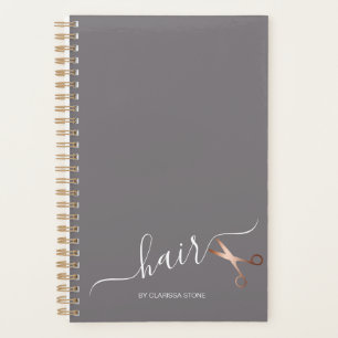Elegant modern rose gold scissors hairstylist planner