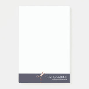 Elegant modern rose gold scissors hairstylist post-it notes