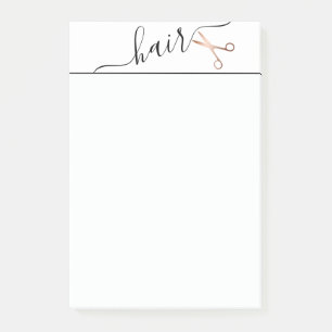 Elegant modern rose gold scissors hairstylist post-it notes