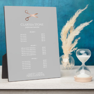 Elegant modern rose gold scissors services plaque