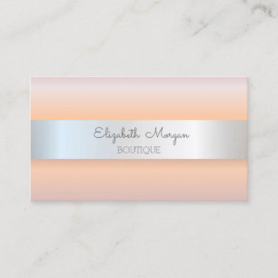 Elegant Modern Rose Gold, Silver Stripe Business Card