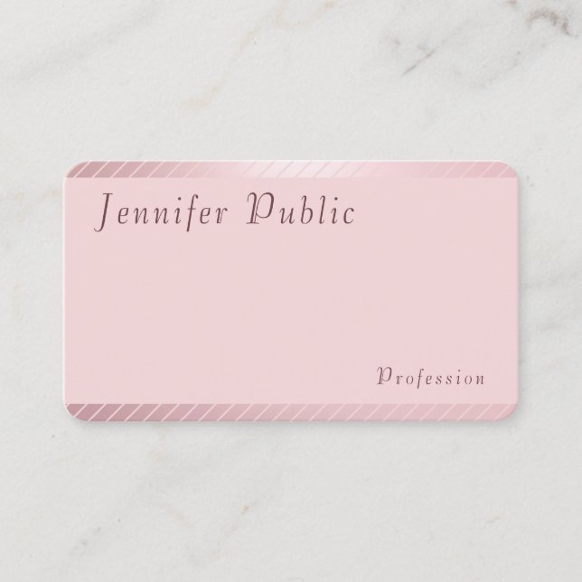 Elegant Modern Rose Gold Template Trendy Simple Business Card (Front)