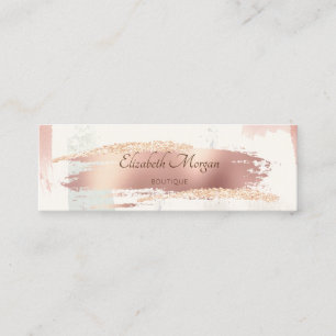 Elegant Modern,Rose Gold, Watercolor Brush Stroke Mini Business Card