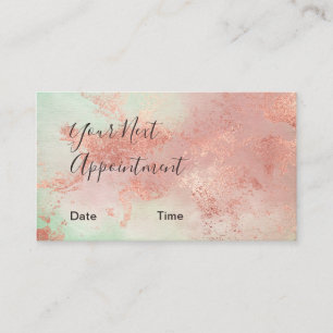 Elegant modern rose gold watercolor makeup artist appointment card