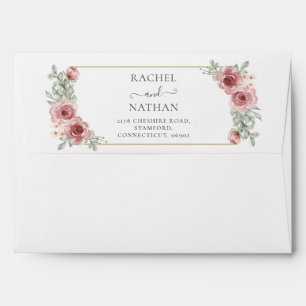 Elegant Modern Roses Floral Wedding Envelope