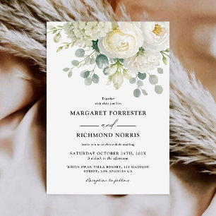 Elegant Modern Rustic Ivory Floral Wedding Invitation