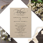 Elegant Modern Rustic Kraft Script Wedding Program<br><div class="desc">Welcome your guests with this elegant modern Wedding program and give them a glimpse of your Wedding theme and style. Sleek, rustic character with Kraft paper and modern hand written calligraphy details and block typography in black. Ability to add your wedding names, place, date, wedding ceremony sections, wedding party and...</div>