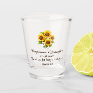 Elegant Modern Rustic Sunflower Wedding favours Shot Glass