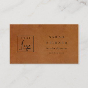 Elegant Modern Rustic Tan Leather Texture Custom Business Card