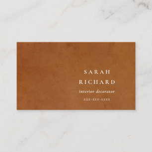 Elegant Modern Rustic Tan Leather Texture Custom Business Card