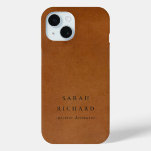 Elegant Modern Rustic Tan Leather Texture Custom iPhone 15 Case