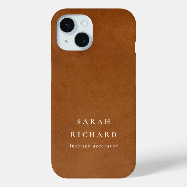 Elegant Modern Rustic Tan Leather Texture Custom Case-Mate iPhone Case (Back)