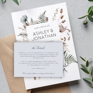 Elegant Modern Rustic Wildflower Wedding Details Enclosure Card