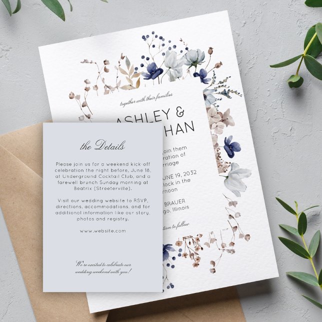 Elegant Modern Rustic Wildflower Wedding Details Enclosure Card (Creator Uploaded)