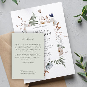 Elegant Modern Rustic Wildflower Wedding Details Enclosure Card