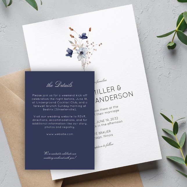 Elegant Modern Rustic Wildflower Wedding Details Enclosure Card (Creator Uploaded)