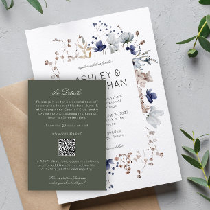 Elegant Modern Rustic Wildflower Wedding Details Enclosure Card