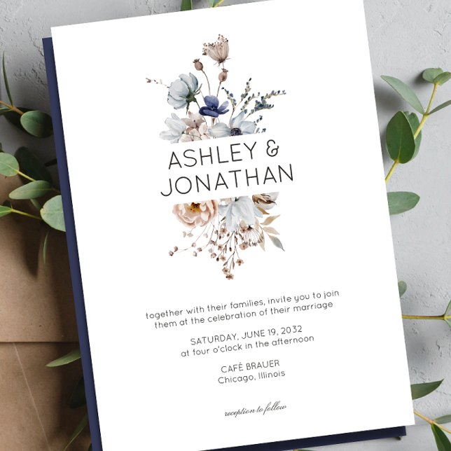 Elegant Modern Rustic Wildflower Wedding Invitation (Creator Uploaded)