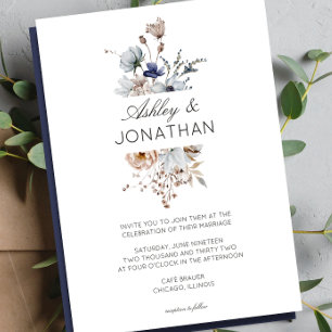Elegant Modern Rustic Wildflower Wedding Invitation