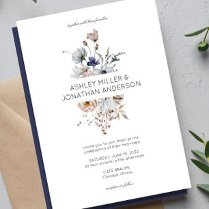 Elegant Modern Rustic Wildflower Wedding Invitation