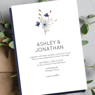 Elegant Modern Rustic Wildflower Wedding Invitation