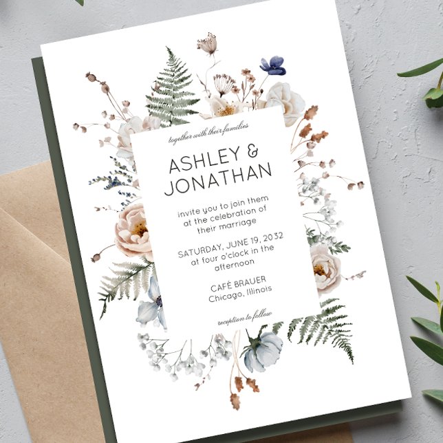 Elegant Modern Rustic Wildflower Wedding Invitation (Creator Uploaded)