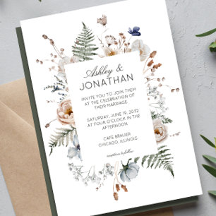 Elegant Modern Rustic Wildflower Wedding Invitation