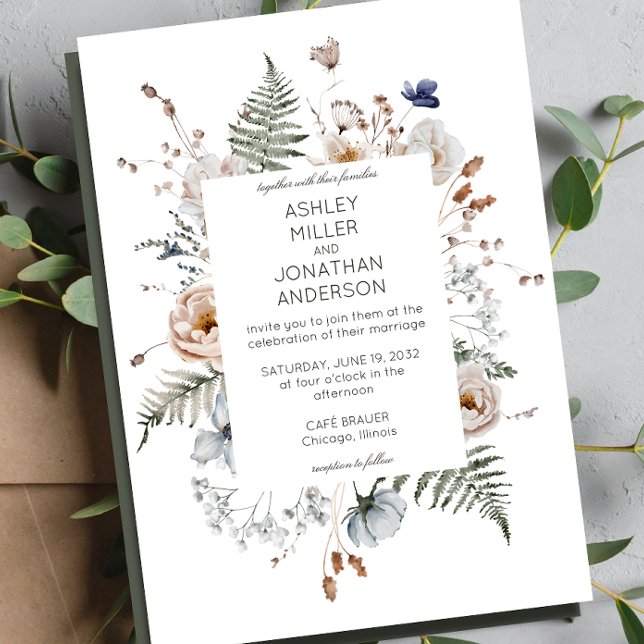 Elegant Modern Rustic Wildflower Wedding Invitation (Creator Uploaded)