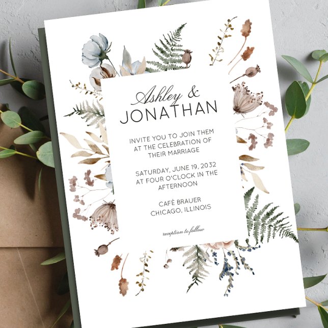 Elegant Modern Rustic Wildflower Wedding Invitation (Creator Uploaded)