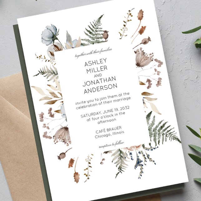 Elegant Modern Rustic Wildflower Wedding Invitation (Creator Uploaded)