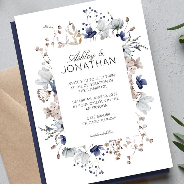 Elegant Modern Rustic Wildflower Wedding Invitation (Creator Uploaded)