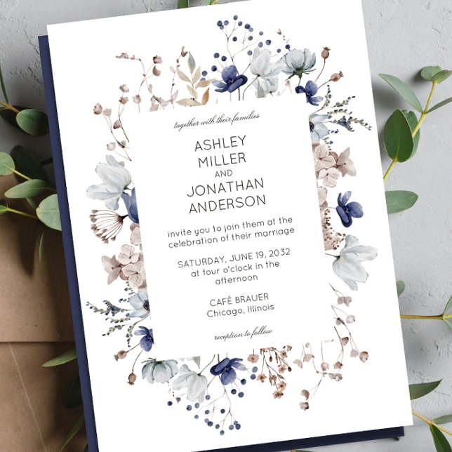 Elegant Modern Rustic Wildflower Wedding Invitation (Creator Uploaded)