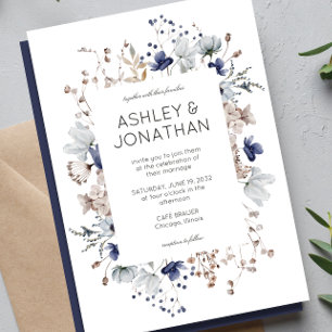 Elegant Modern Rustic Wildflower Wedding Invitation