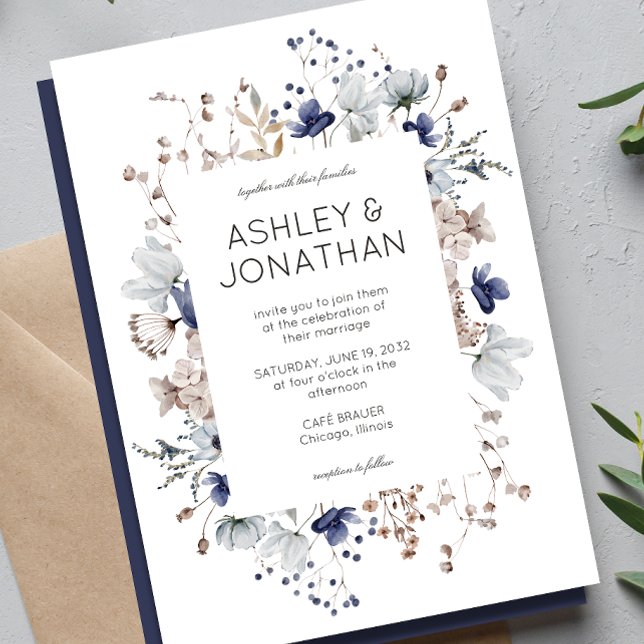 Elegant Modern Rustic Wildflower Wedding Invitation (Creator Uploaded)